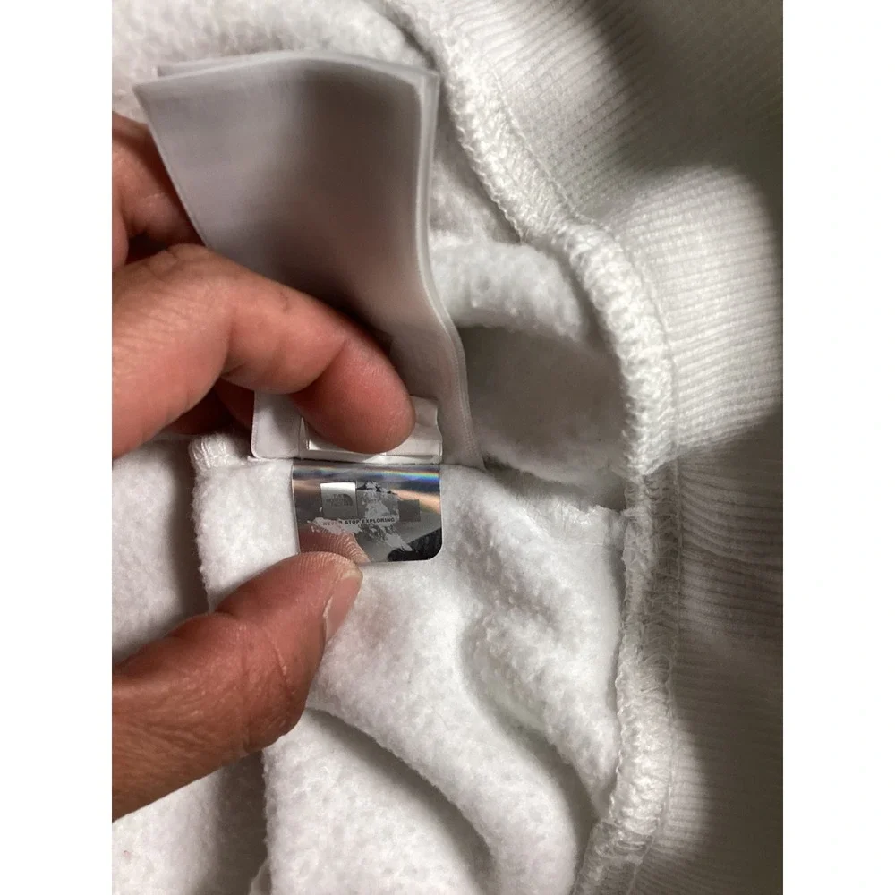 The North Face Logo Pullover Hoodie Men Large White Excellent Fleece Sweatshirt